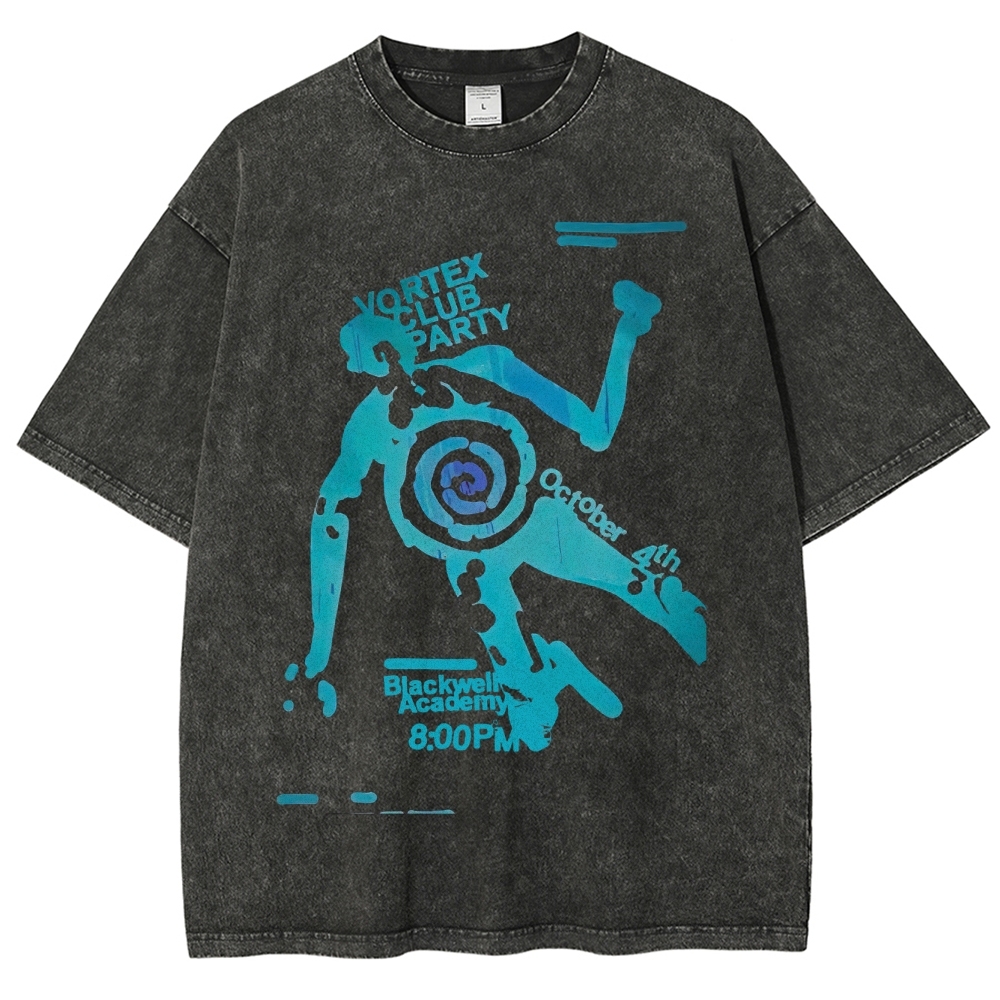 "Vortex Club Party" Graphic  Washed T-Shirt 