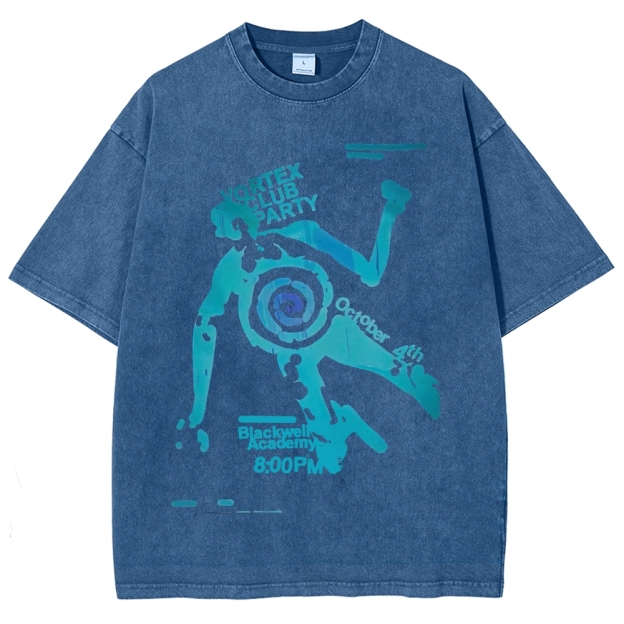 "Vortex Club Party" Graphic  Washed T-Shirt 