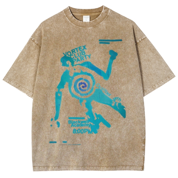 "Vortex Club Party" Graphic  Washed T-Shirt 