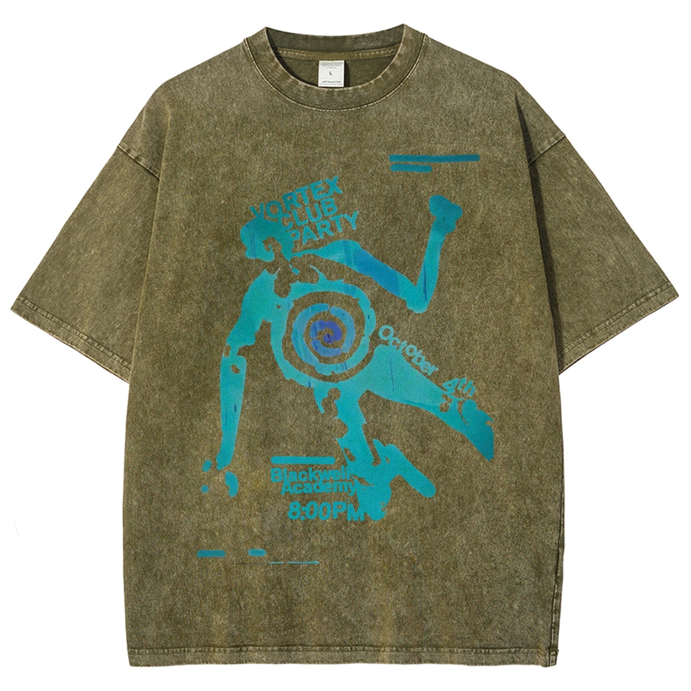 "Vortex Club Party" Graphic  Washed T-Shirt 