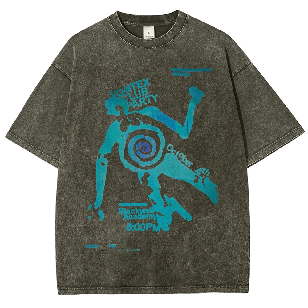"Vortex Club Party" Graphic  Washed T-Shirt 
