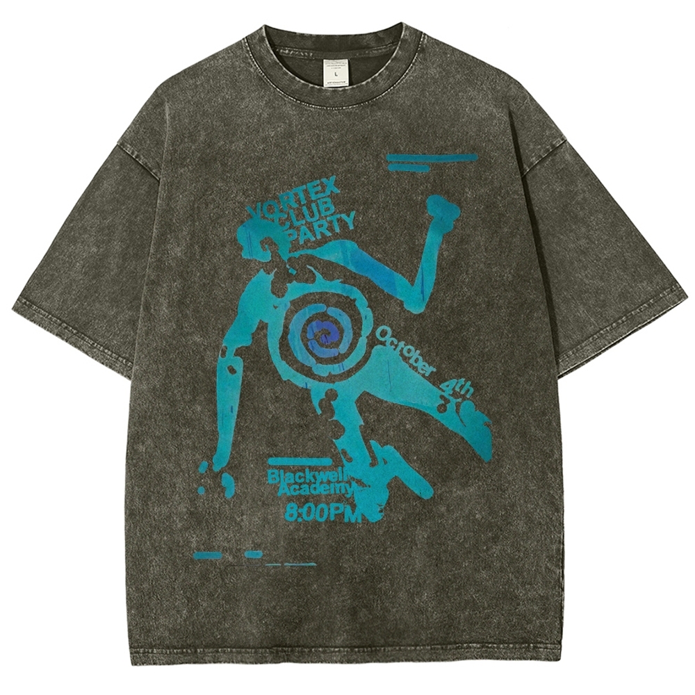 "Vortex Club Party" Graphic  Washed T-Shirt 