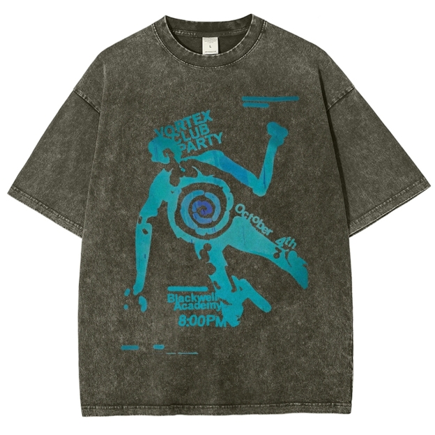 "Vortex Club Party" Graphic  Washed T-Shirt 