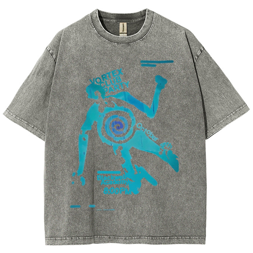 "Vortex Club Party" Graphic  Washed T-Shirt 