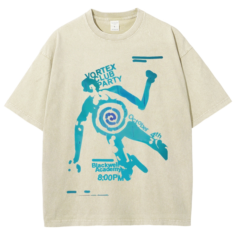 "Vortex Club Party" Graphic  Washed T-Shirt 