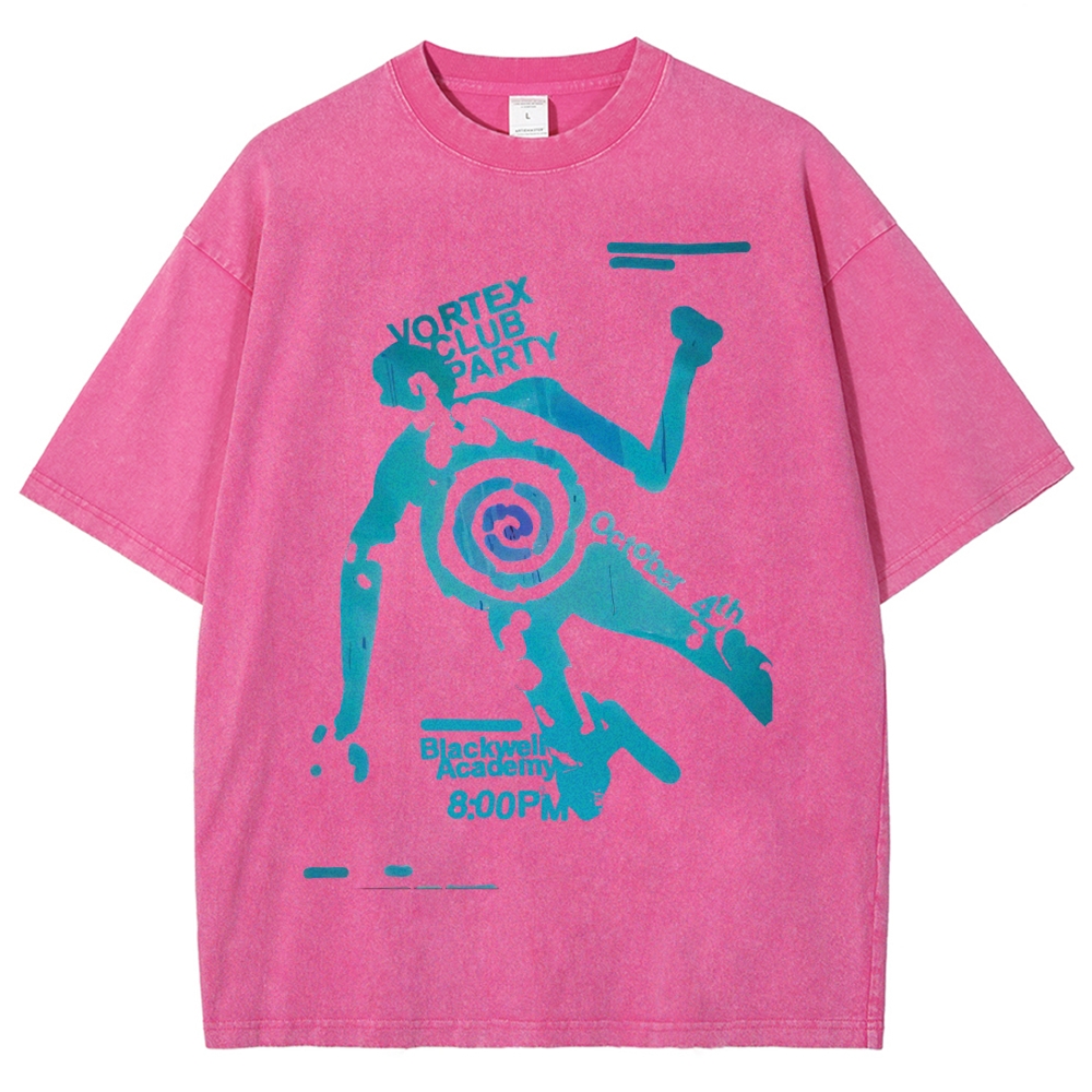 "Vortex Club Party" Graphic  Washed T-Shirt 