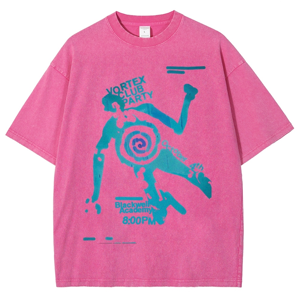 "Vortex Club Party" Graphic  Washed T-Shirt 