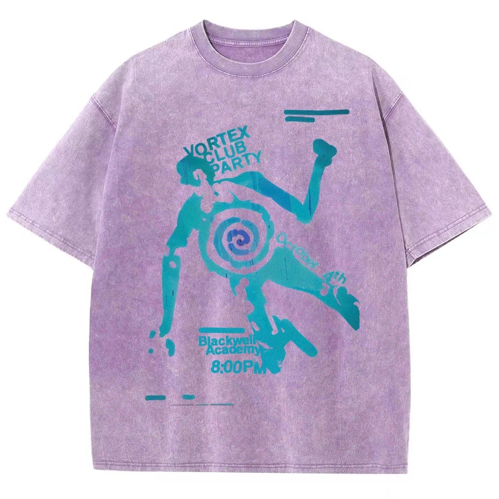 "Vortex Club Party" Graphic  Washed T-Shirt 