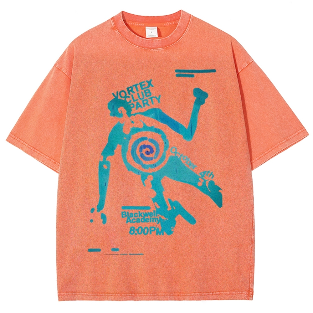 "Vortex Club Party" Graphic  Washed T-Shirt 