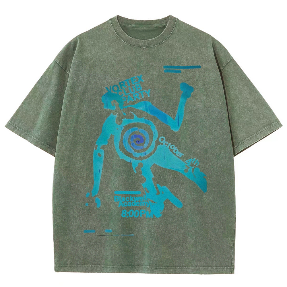 "Vortex Club Party" Graphic  Washed T-Shirt 