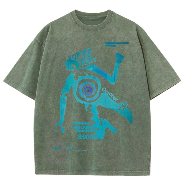 "Vortex Club Party" Graphic  Washed T-Shirt 