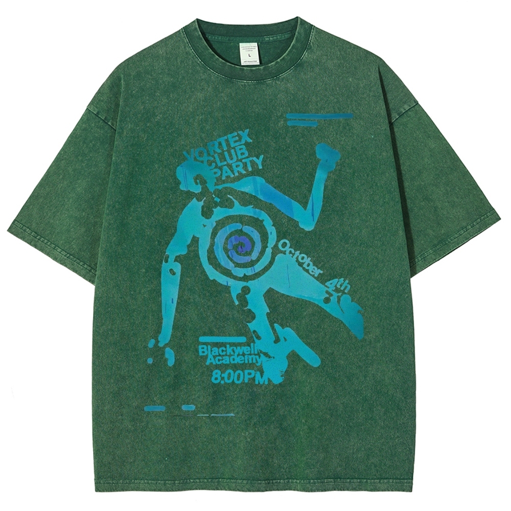 "Vortex Club Party" Graphic  Washed T-Shirt 