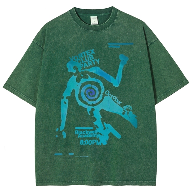"Vortex Club Party" Graphic  Washed T-Shirt 
