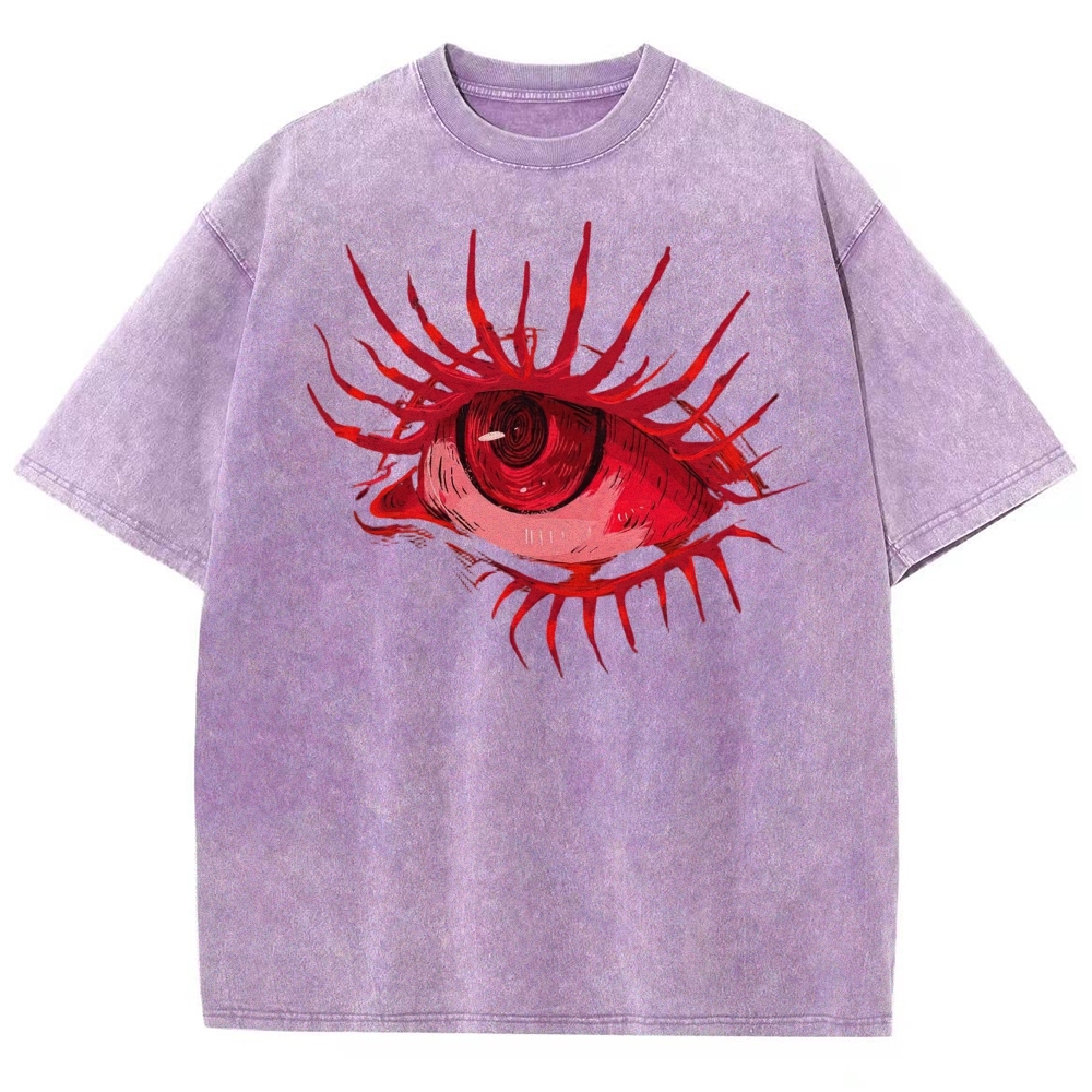 Red Eye Abstract Graphic Washed T-Shirt 
