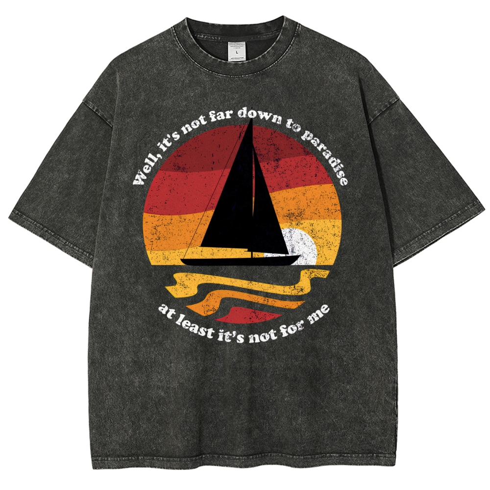 Sunset Sailboat Graphic Washed T-Shirt 