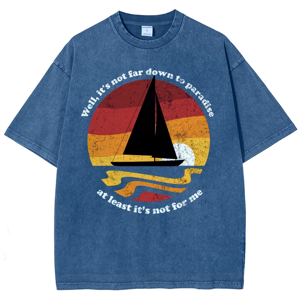 Sunset Sailboat Graphic Washed T-Shirt 