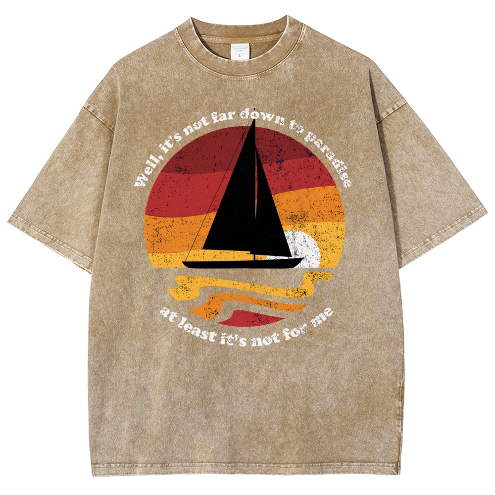 Sunset Sailboat Graphic Washed T-Shirt 