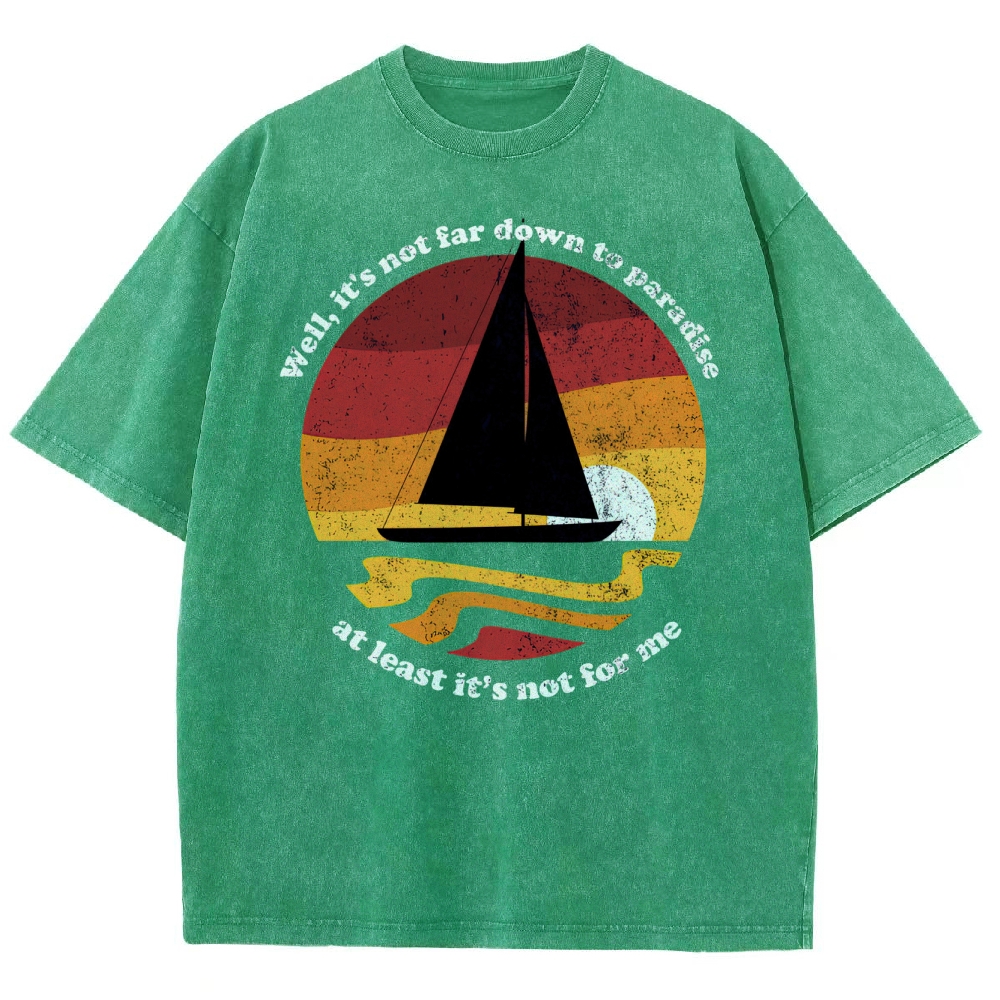 Sunset Sailboat Graphic Washed T-Shirt 