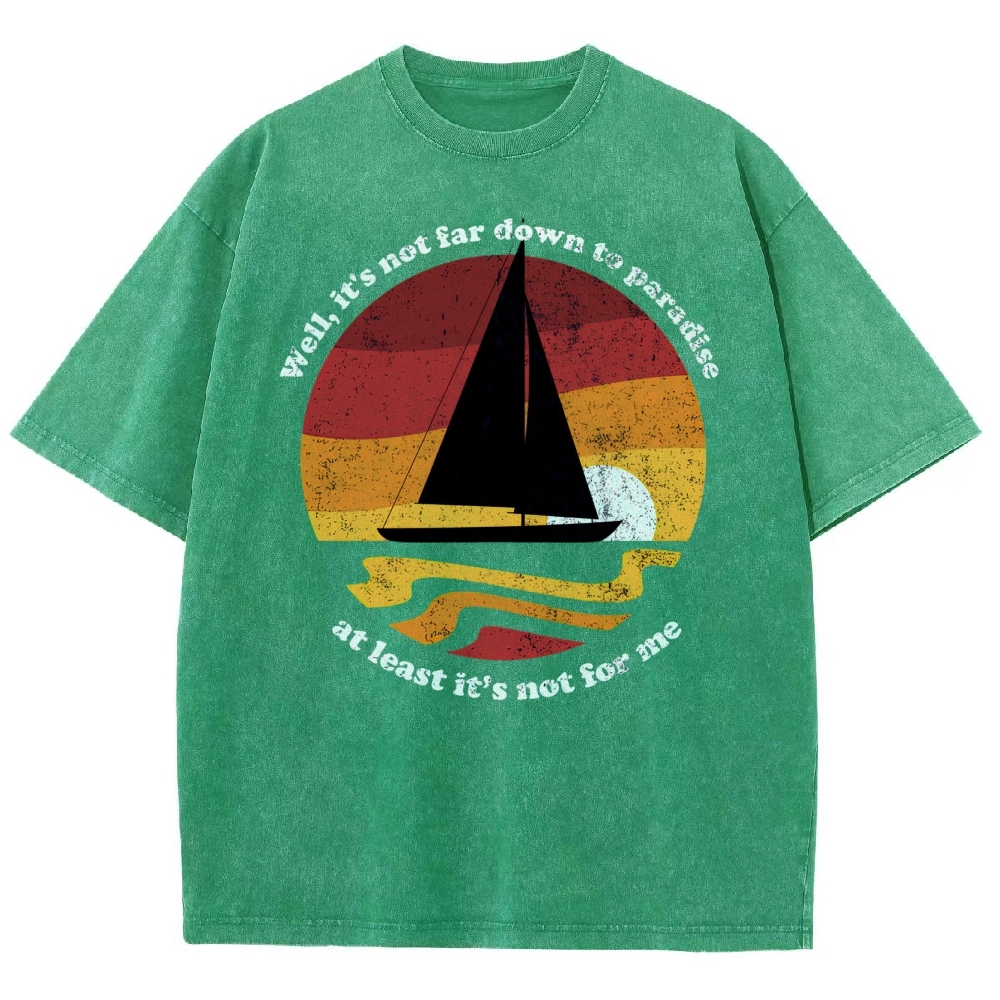 Sunset Sailboat Graphic Washed T-Shirt 