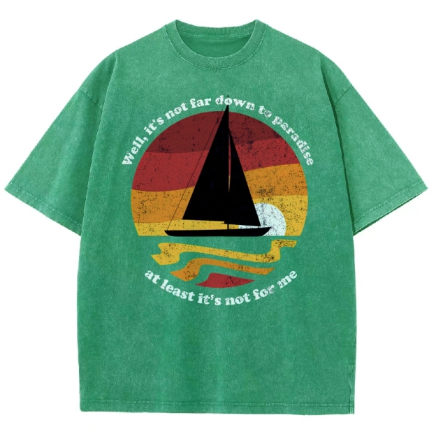 Sunset Sailboat Graphic Washed T-Shirt 