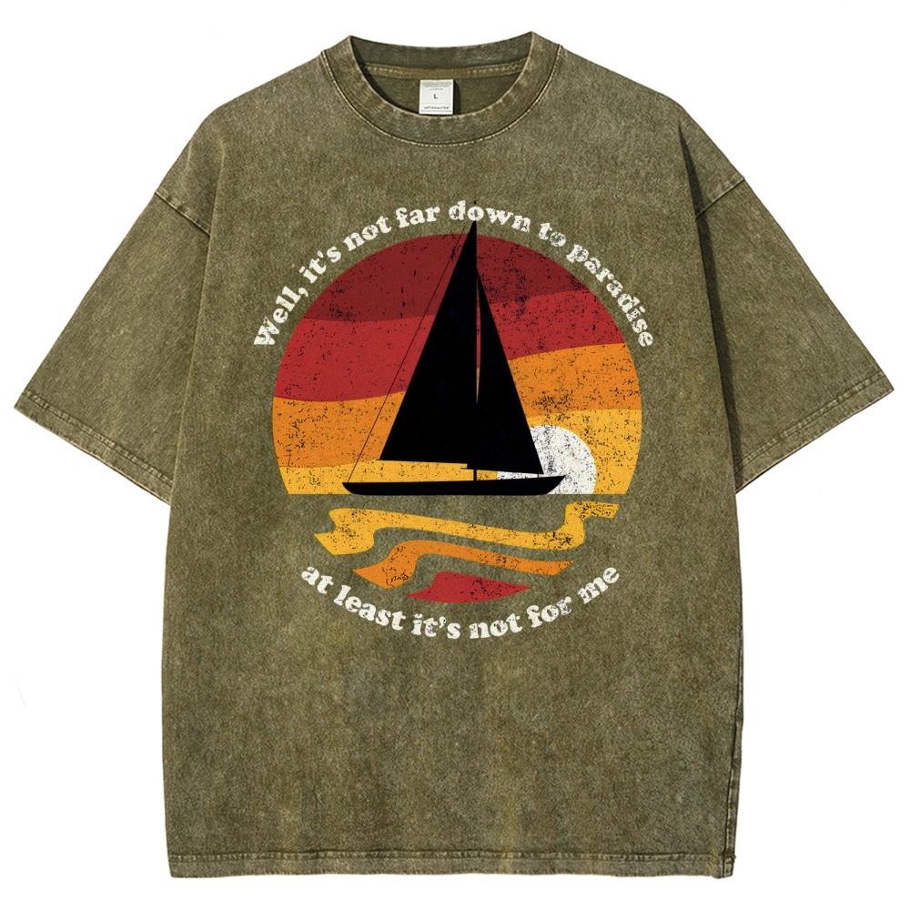 Sunset Sailboat Graphic Washed T-Shirt 