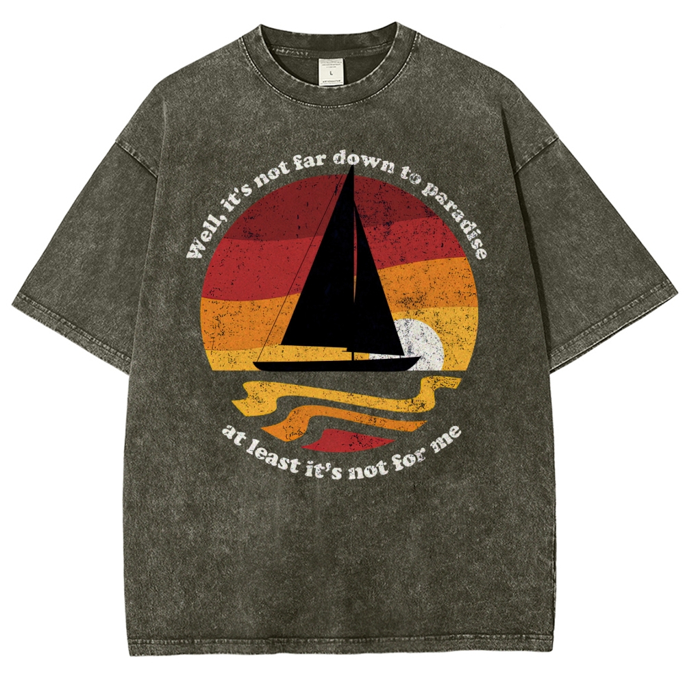 Sunset Sailboat Graphic Washed T-Shirt 
