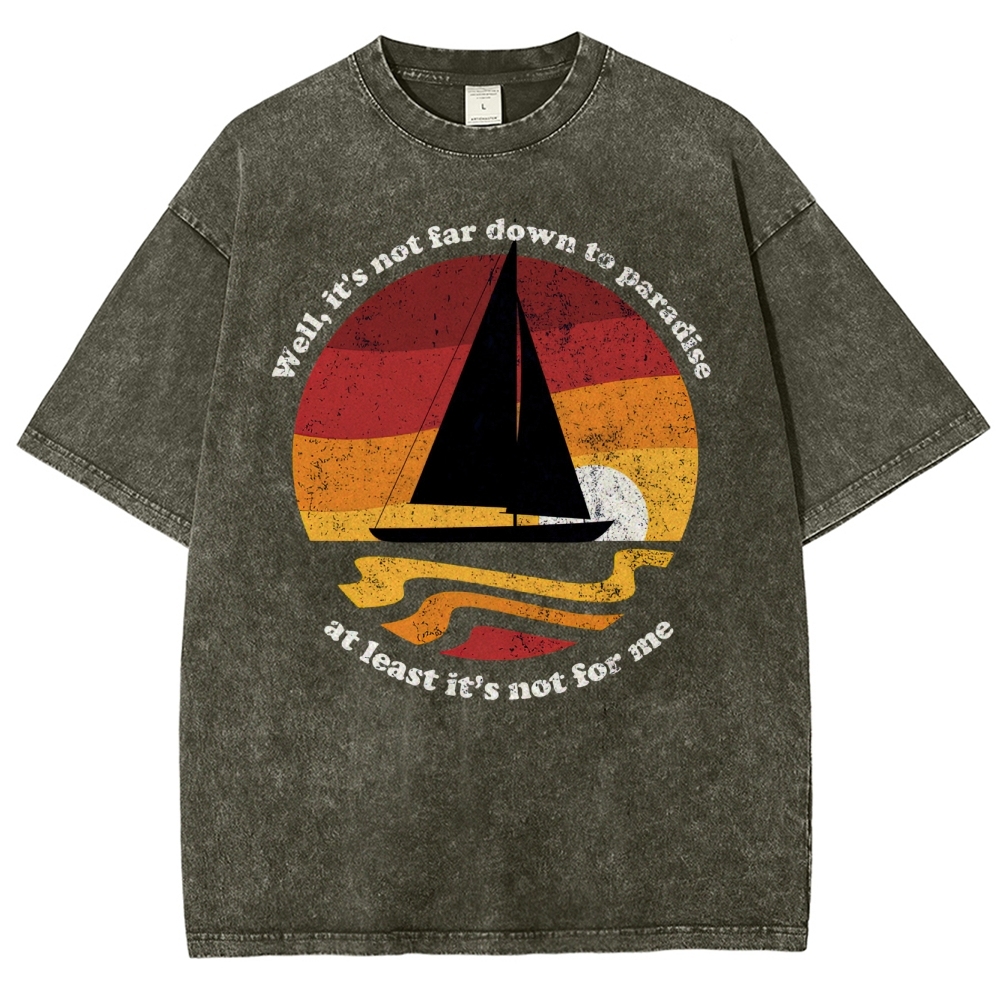 Sunset Sailboat Graphic Washed T-Shirt 
