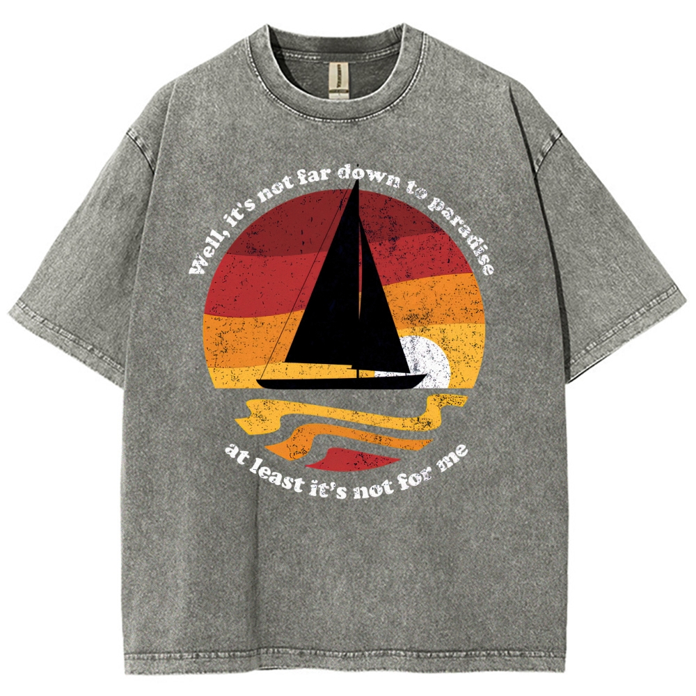 Sunset Sailboat Graphic Washed T-Shirt 