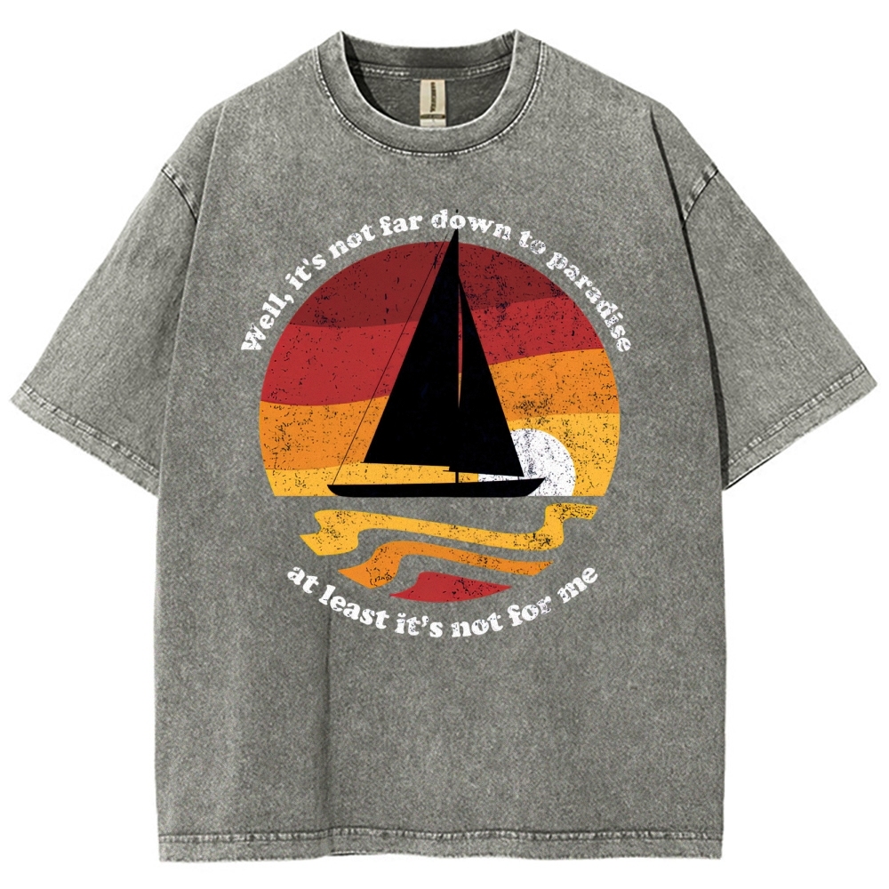 Sunset Sailboat Graphic Washed T-Shirt 