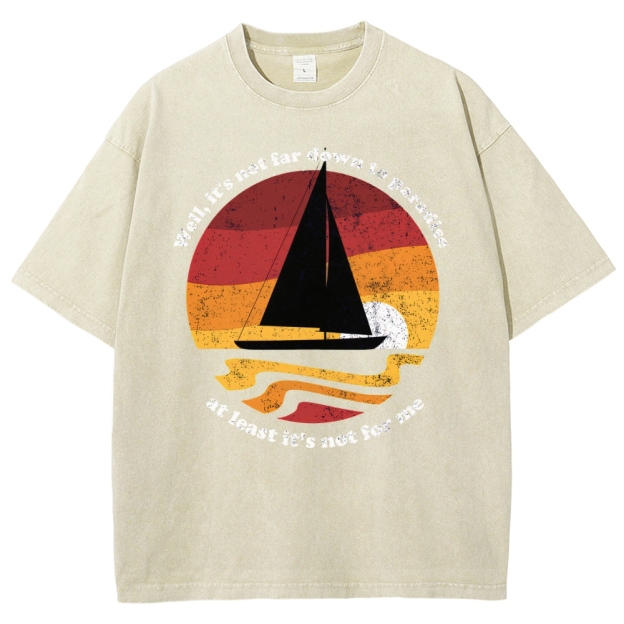 Sunset Sailboat Graphic Washed T-Shirt 
