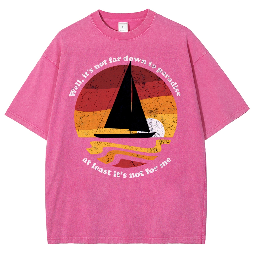 Sunset Sailboat Graphic Washed T-Shirt 