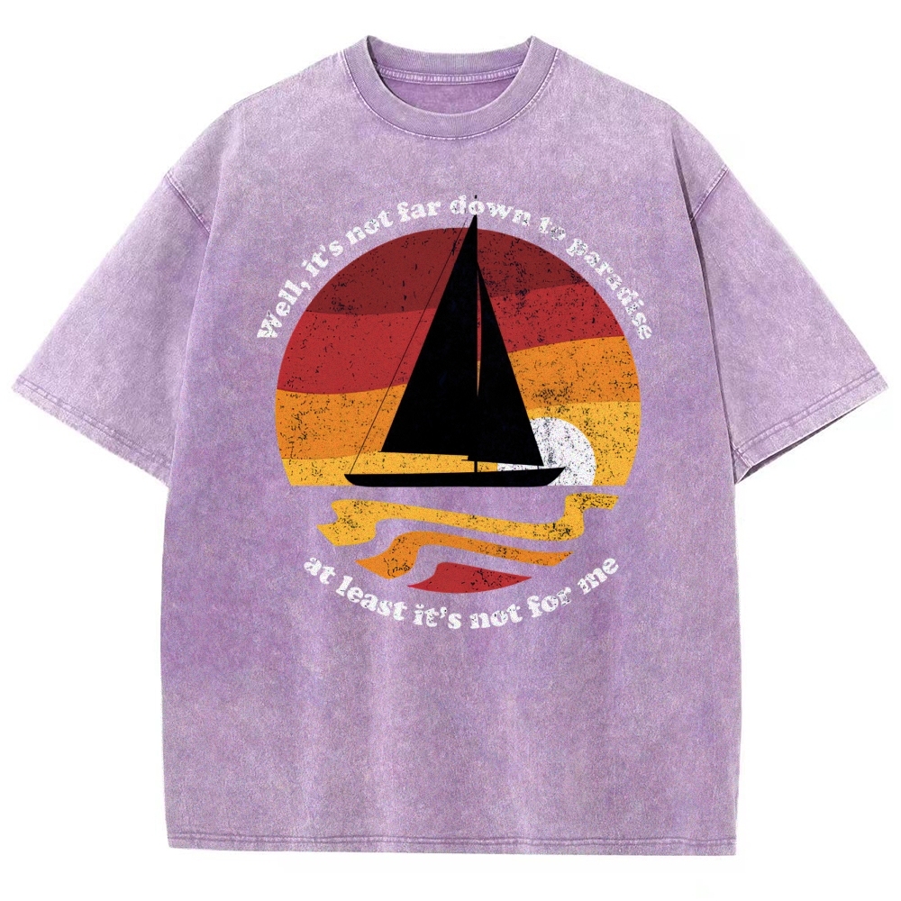 Sunset Sailboat Graphic Washed T-Shirt 
