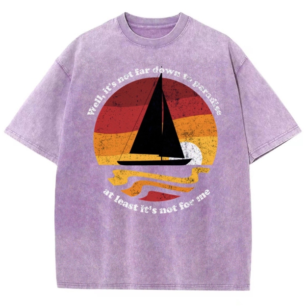 Sunset Sailboat Graphic Washed T-Shirt 