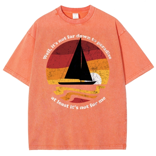 Sunset Sailboat Graphic Washed T-Shirt 