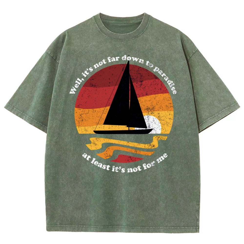 Sunset Sailboat Graphic Washed T-Shirt 