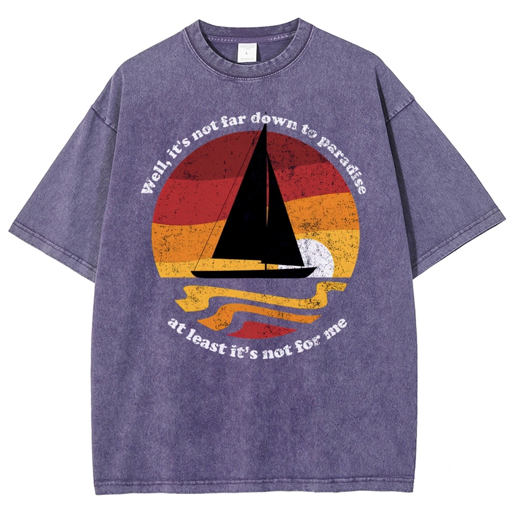 Sunset Sailboat Graphic Washed T-Shirt 