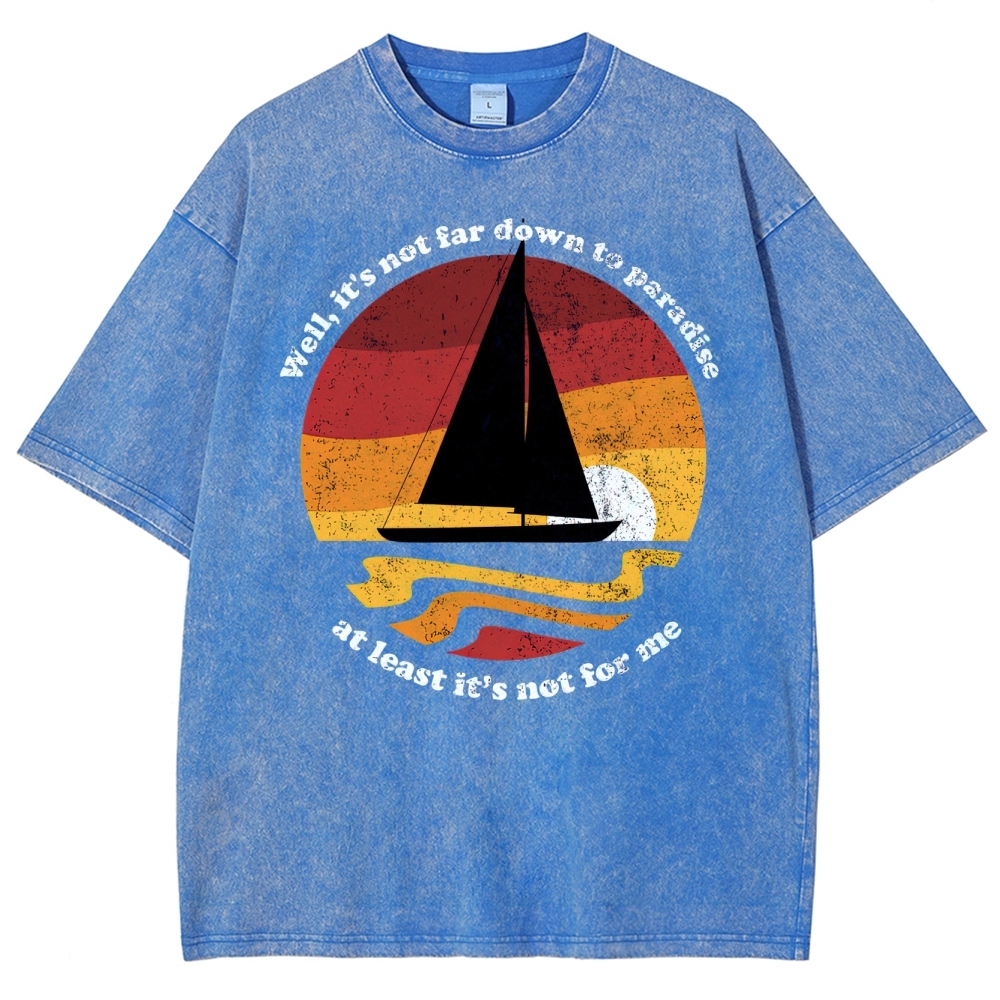 Sunset Sailboat Graphic Washed T-Shirt 
