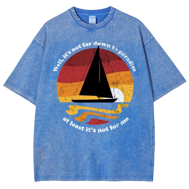 Sunset Sailboat Graphic Washed T-Shirt 