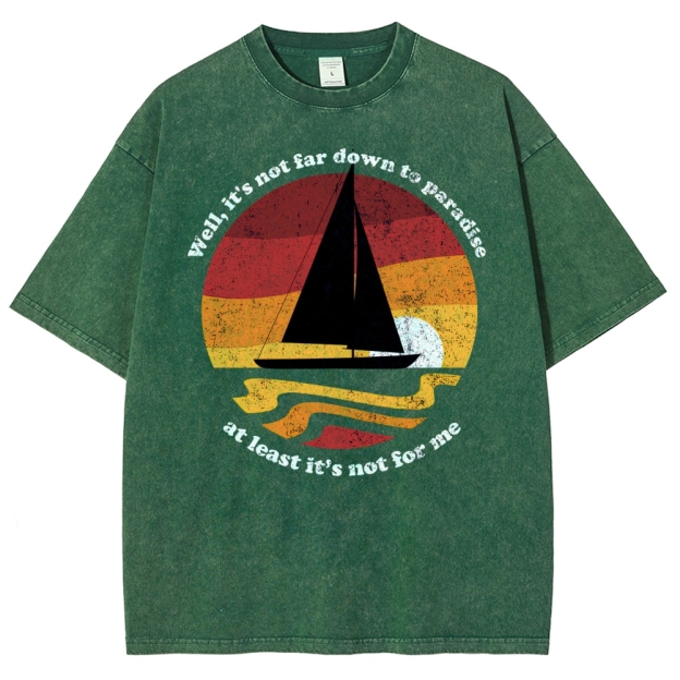 Sunset Sailboat Graphic Washed T-Shirt 