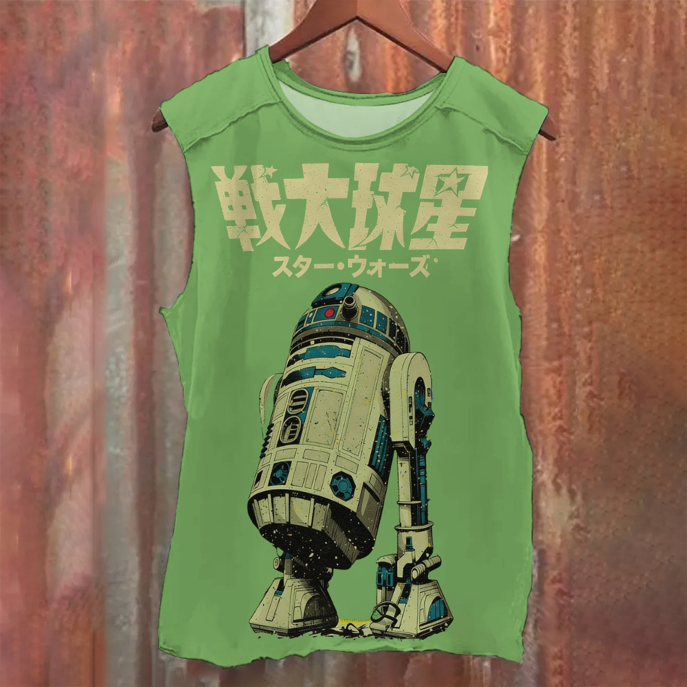 "Japanese Retro Droid" Printed Tank Top