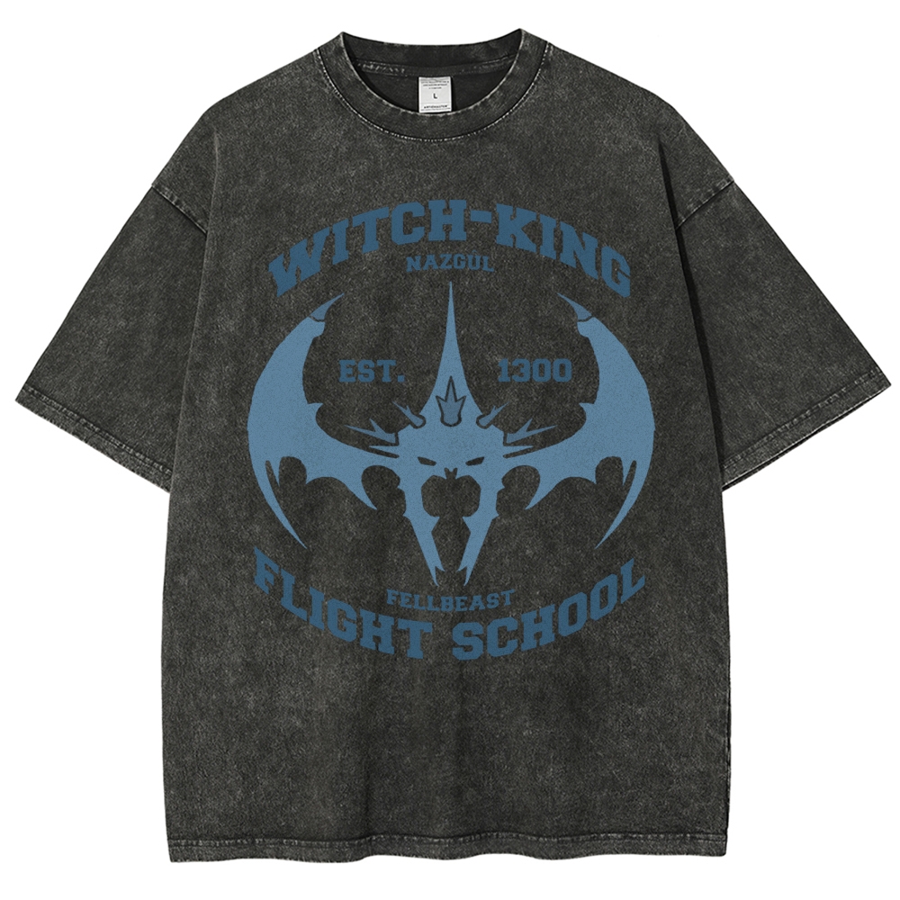 "Witch-King Flight School" Fantasy Washed T-Shirt