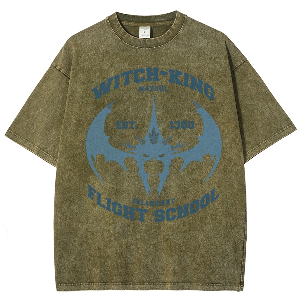 "Witch-King Flight School" Fantasy Washed T-Shirt