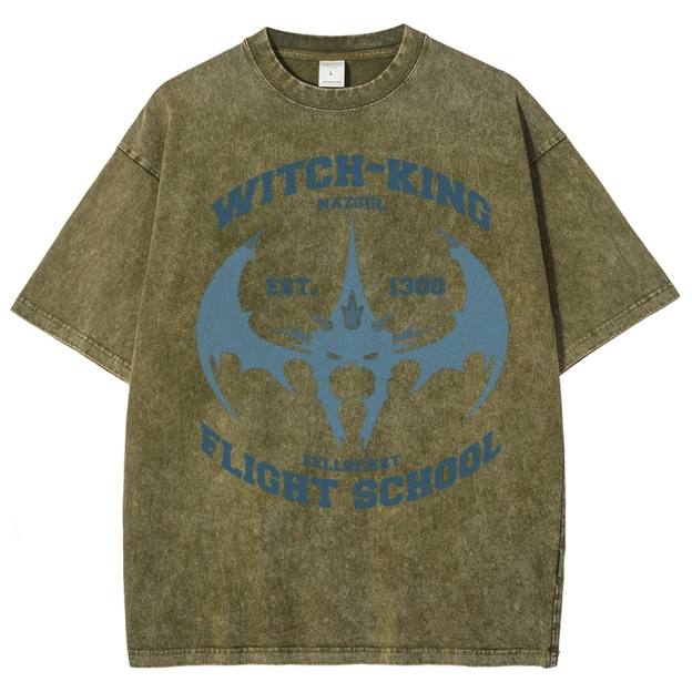 "Witch-King Flight School" Fantasy Washed T-Shirt