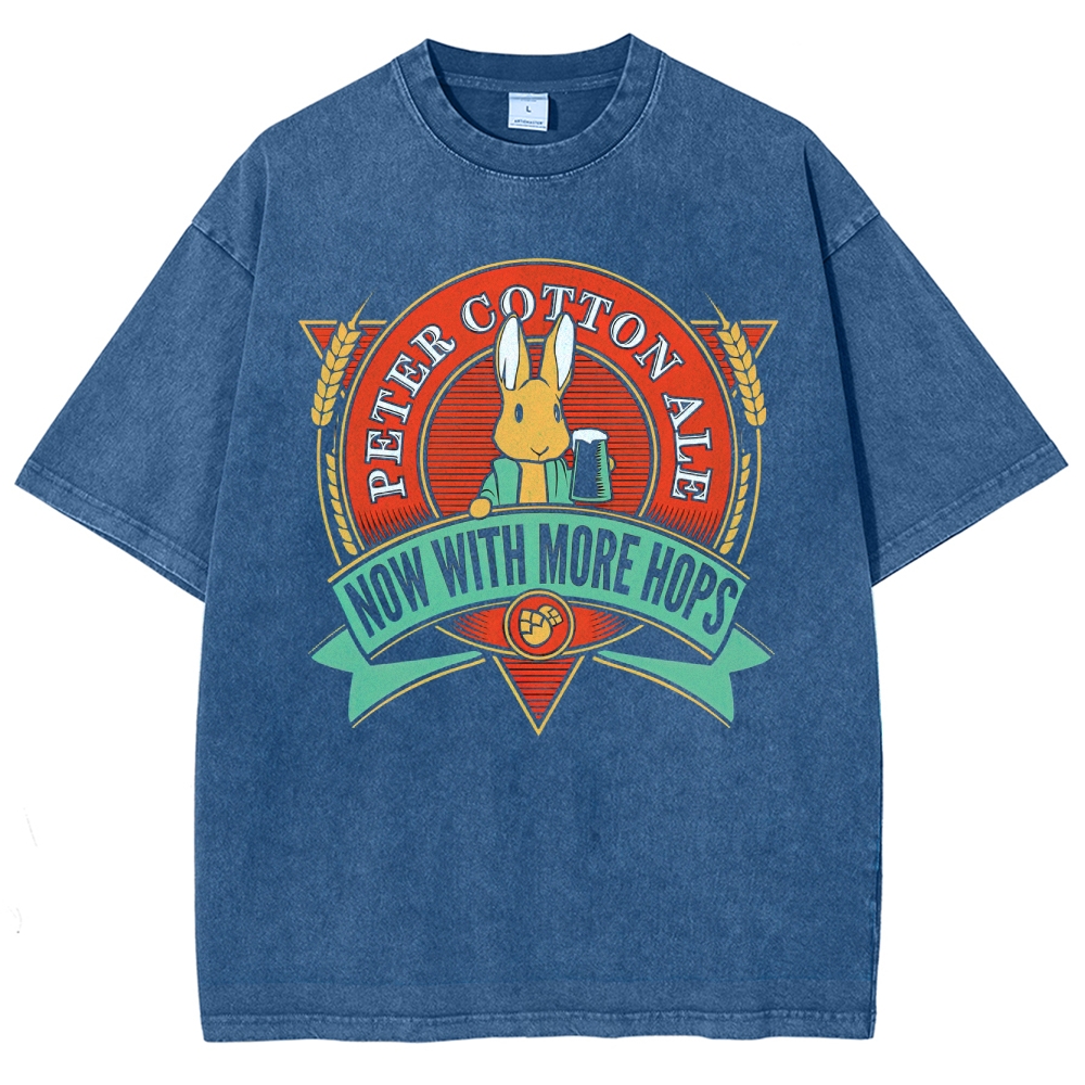 Beer Bunny Graphic Washed T-Shirt 