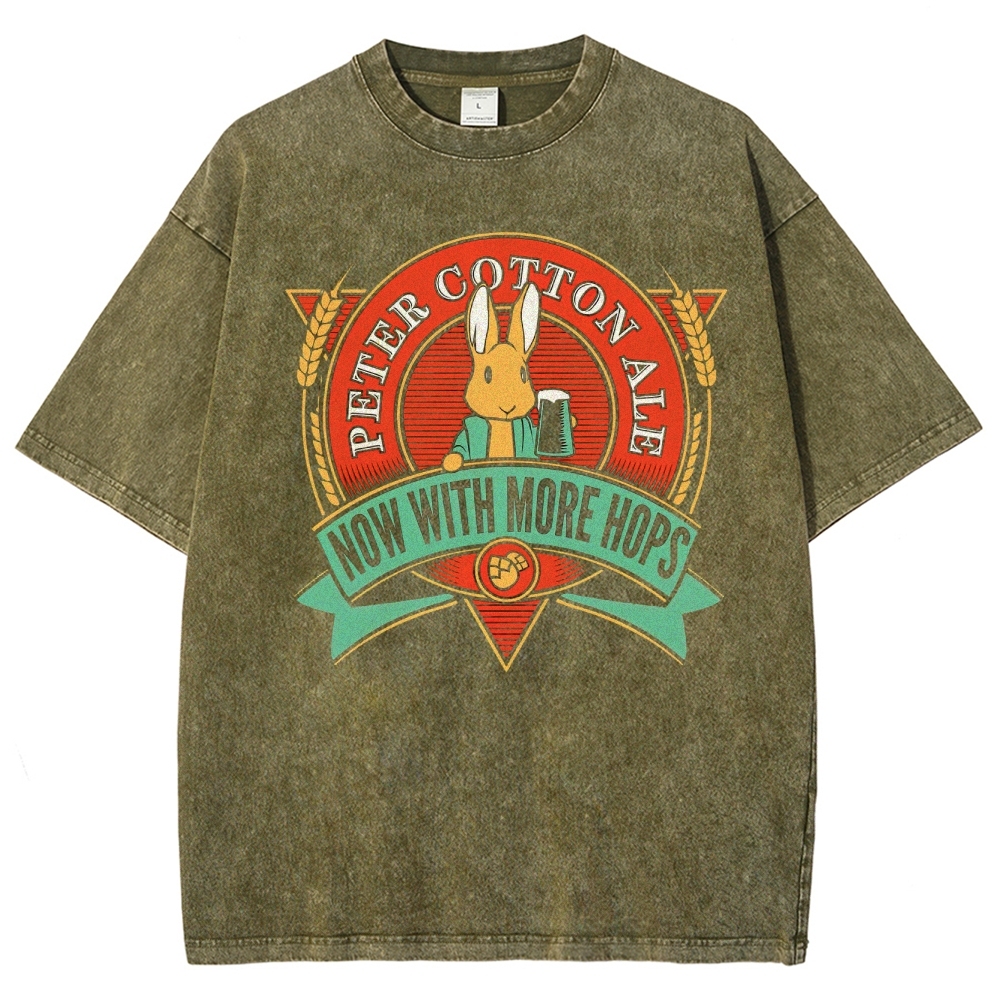 Beer Bunny Graphic Washed T-Shirt