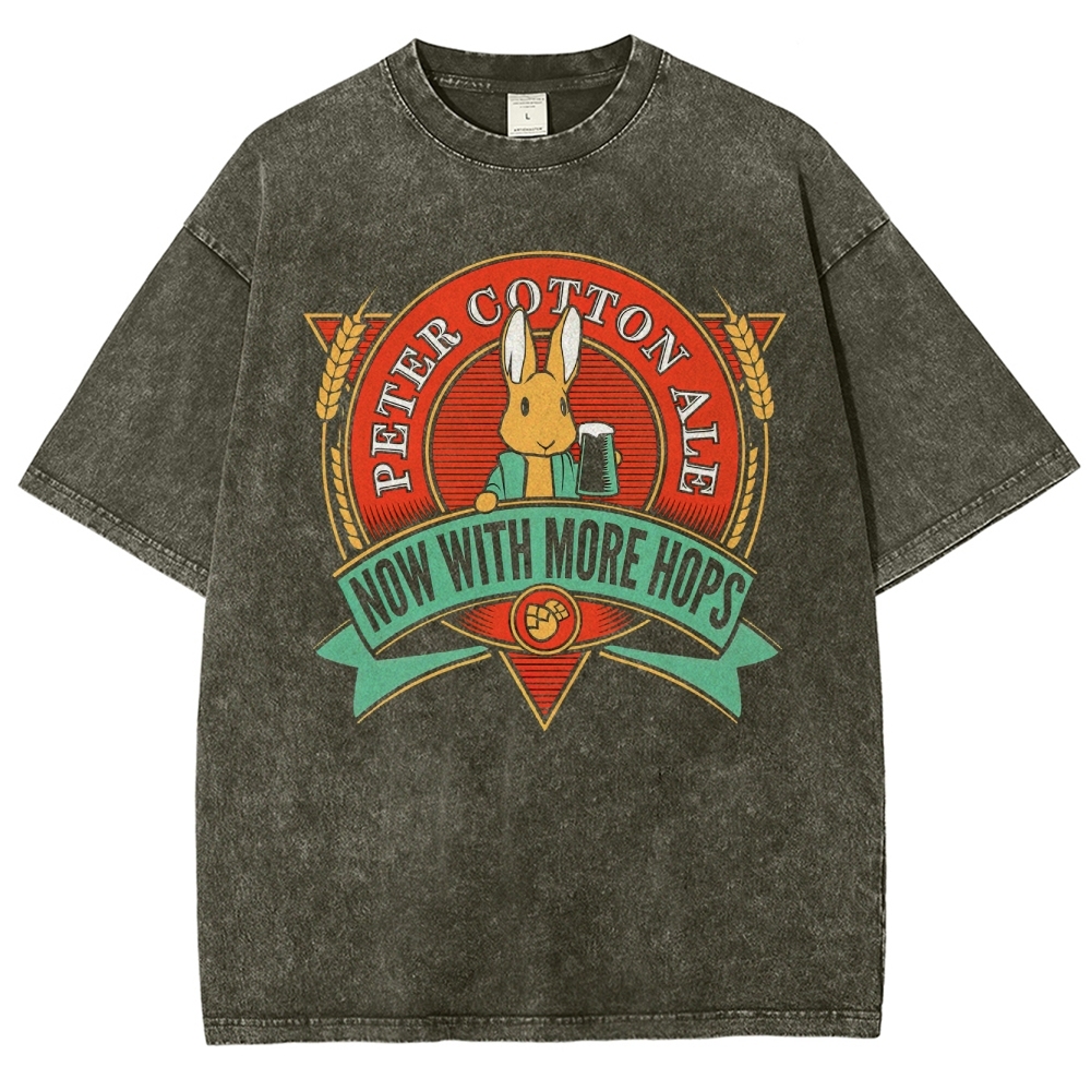 Beer Bunny Graphic Washed T-Shirt 