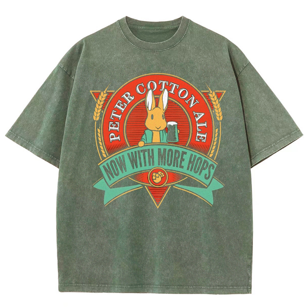 Beer Bunny Graphic Washed T-Shirt 