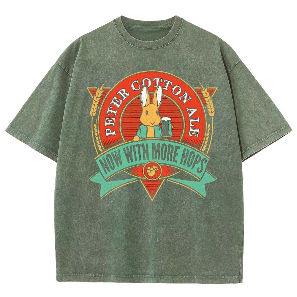 Beer Bunny Graphic Washed T-Shirt 