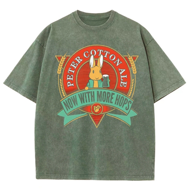 Beer Bunny Graphic Washed T-Shirt 
