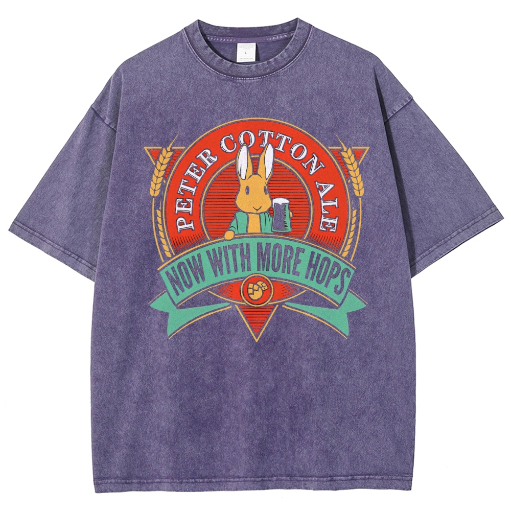 Beer Bunny Graphic Washed T-Shirt 
